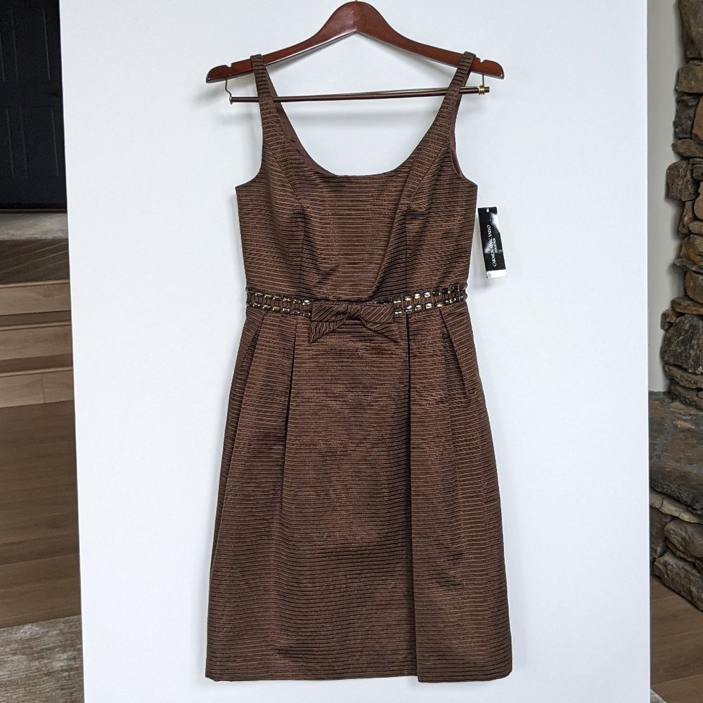 NWT Carmen Marc Valvo Bronze Cocktail Dress